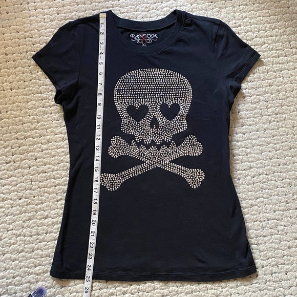 Ransom Tops - Ransom Silver Metallic Skull Black T-shirt Top S tee